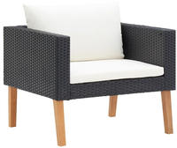 vidaXL 1-Sitzer-Gartensofa mit Auflagen Poly Rattan Schwarz