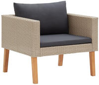 vidaXL 1-Sitzer-Gartensofa mit Auflagen Poly Rattan Beige
