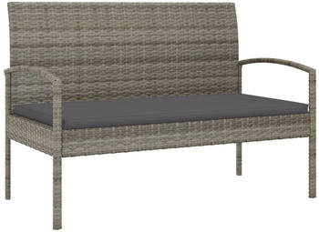 vidaXL Gartenbank mit Kissen 105cm Poly Rattan grau