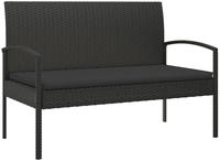 Vidaxl Garden Bench With Cushion Black 105 Cm Poly Rattan