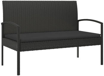 vidaXL Gartenbank mit Kissen 105cm Poly Rattan schwarz