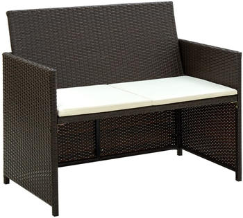 vidaXL 2-Sitzer-Gartensofa mit Polstern Poly Rattan braun