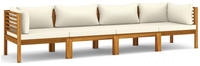 vidaXL 4-Sitzer-Gartensofa mit Creme Kissen Massivholz Akazie