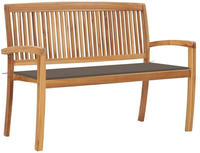 vidaXL Stapelbare Gartenbank mit Auflage 128,5 cm Massivholz Teak
