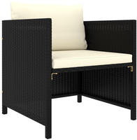 vidaXL Gartensofa mit Kissen Schwarz Poly Rattan
