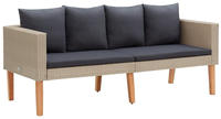 vidaXL 2-Sitzer-Gartensofa mit Auflagen Poly Rattan Beige