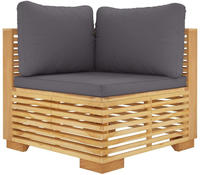 Garten-ecksofa Mit Dunkelgrauen Kissen Massivholz Teak - Vidaxl