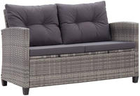 vidaXL 2-Sitzer-Gartensofa mit Kissen Grau 124 cm Poly Rattan