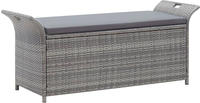 vidaXL Sitzbank mit Stauraum und Kissen Grau 138 cm Poly Rattan