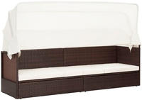 vidaXL Gartensofa mit Sonnendach Poly Rattan Braun