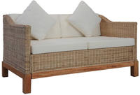 vidaXL 2-Sitzer-Sofa mit Kissen Nat&uuml;rliches Rattan