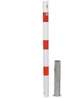Absperrpfosten rot/wei&szlig; H1300xD60 mm mit Profilzylinder herausnehmbar