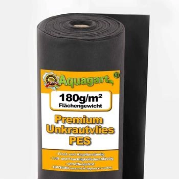 Aquagart Gartenvlies Mulchvlies 180g/m² 2m Breite 50m² Premium Qualität