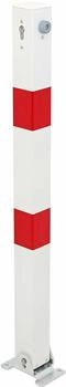 Alberts Absperrpfosten Klappy 70x70 mm mit Profilzylinderschloss zum Aufschrauben umlegbar weiß/rot (780609)