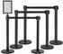 VEVOR Personenleitsystem Absperrpfosten 6-teilig, Einziehbares Band 2m x 48mm, Schwarz (2MIHGHD1CPJD-6)