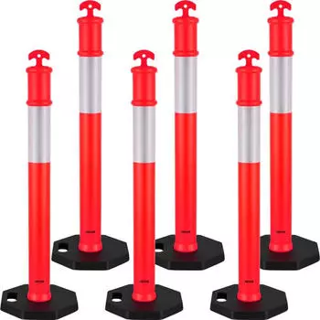VEVOR Leitpfosten 114cm mit Reflektorstreifen, rot, 6er-Set