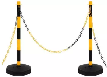 vidaXL Kettenpfosten-Set mit 10m Kunststoffkette, Gelb