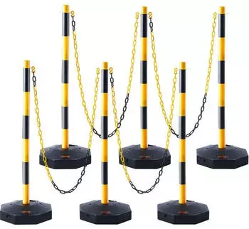 VEVOR Verkehrsleitkegel mit Ketten 6er-Set 285x285mm Gelb & Schwarz (CC-F03-N-RW-2PCS-2.5M)