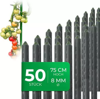 Novatool Pflanzst&auml;be 50 St&uuml;ck 75cm gr&uuml;n 8mm kunststoffummanteltes Metall