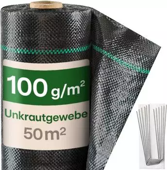 Praknu 50m&sup2; Anti Unkrautgewebe 100g/m&sup2; mit 24 Erdanker (7770530)