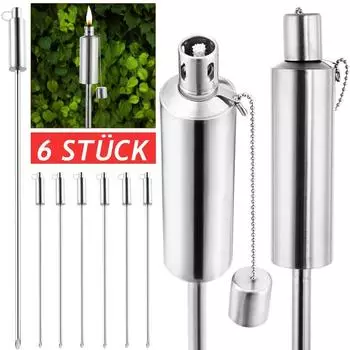 Gardebruk Gartenfackeln 6er-Set, Edelstahl, 330ml, 115cm (106131)