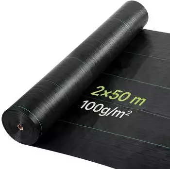 VEVOR Unkrautvlies Geotextil PP 100g/m&sup2; 2x50m Schwarz (2*50M100)