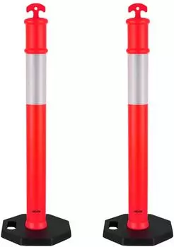 VEVOR Leitpfosten 114cm mit beschwertem Sockel & Reflektorstreifen, rot, 2er-Set (WP-06-R4)