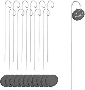 Relaxdays Pflanzschilder Schiefer oval wetterfest 12er-Set (6cm, 9cm)