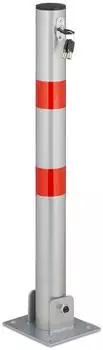 Relaxdays Absperrpfosten klappbar, Stahl, Signalstreifen, 65x15x13cm, silber/rot