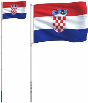 vidaXL Kroatien Flagge mit Mast 5,55m Aluminium (3147128)
