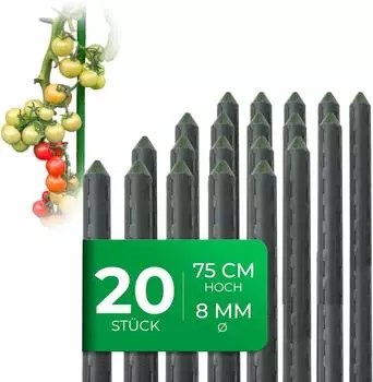 Novatool Pflanzst&auml;be 75cm 8mm gr&uuml;n kunststoffummanteltes Metall 20er-Set