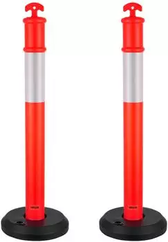 VEVOR Verkehrsleitpfosten 2er-Set 1140mm mit bef&uuml;llbarem Standfu&szlig; und Reflexstreifen, Rot (WP-06P)