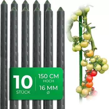 Novatool Pflanzst&auml;be 150cm 16mm gr&uuml;n kunststoffummanteltes Metall 10er-Set