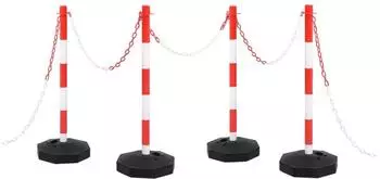 vidaXL Absperrpfosten-Set mit Kunststoffkette 10m (150954)