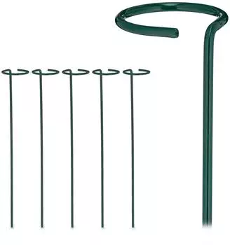 Relaxdays Pflanzst&auml;be mit Ring, Metall, 40cm, dunkelgr&uuml;n, 12er-Set