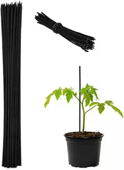 Relaxdays Bambusst&auml;be 300er Set, Pflanzenst&uuml;tze 30cm, schwarz