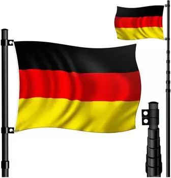 Kesser Teleskop Fahnenmast 6,30m Inkl Deutschlandfahne schwarz (24803)