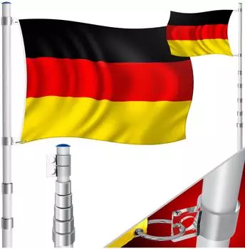 Kesser Teleskop Fahnenmast 6,30m Inkl Deutschlandfahne silber (22661)