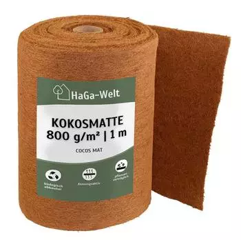 Haga Kokosmatte 1m×8m Winterschutz, einseitig mit Naturlatex besprüht, 800g/m² (KM-1-800-8lfm)