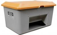 Streugutbeh&auml;lter L1210xB820xH670mm 400l GFK grau/orange m.Entnahme&ouml;ffnung CEMO