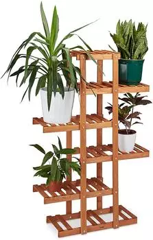 Relaxdays Blumenregal hellbraun (125 x 81 x 25 cm)