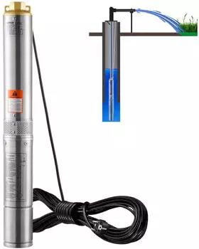 VEVOR Tiefbrunnenpumpe 370W 5,3m&sup3;/h Edelstahl IP68 (4SDM3/7)