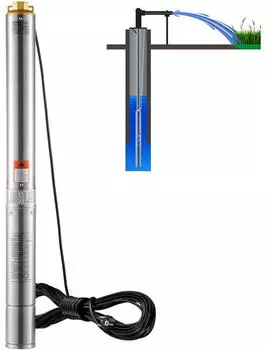 VEVOR Tiefbrunnenpumpe Edelstahl 1100W 7,1m³/h 105m