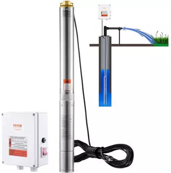 VEVOR Tiefbrunnen-Tauchpumpe 2200W 9,8m&sup3;/h Edelstahl IP68 (4SDM6/20)