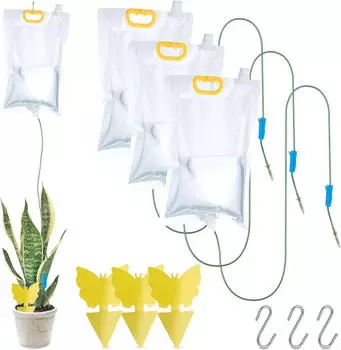 Relaxdays Tropfbew&auml;sserungsbeutel Bew&auml;sserungssystem Pflanzeninfusion Gelbsticker 4er Set (10050492)