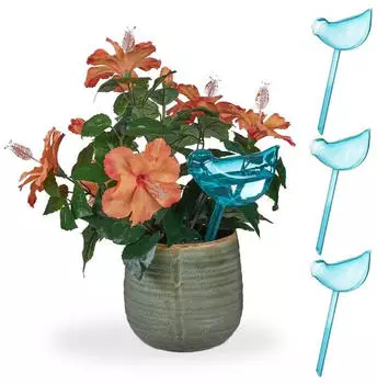 Relaxdays Bew&auml;sserungskugeln 4er Set Vogel-Form blau (10035971_45)