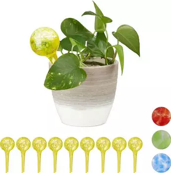 Relaxdays Bewässerungskugel Bewässerungshilfe Gießkugeln Durstkugeln gelb Glas 75 ml (10034616_0)