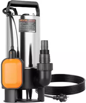 VEVOR Tauchpumpe Schmutzwasser 710W 20000L/h Edelstahl, Schwimmerschalter, 9m Förderhöhe (FSP11001DW)