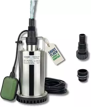 CHM GmbH Flachsaugpumpe Edelstahl 750W Tauchpumpe mit Schwimmschalter