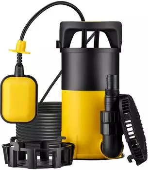 Wiltec 3in1 Flachsaugpumpe Schmutzwasser 550W 12500l/h mit Schwimmer (65311)